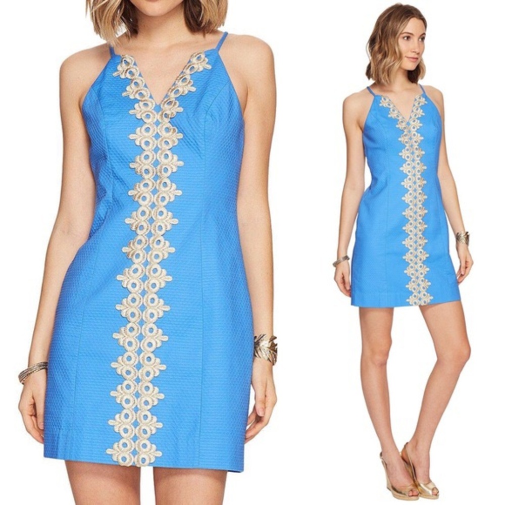 Lilly Pulitzer Pearl Shift Dress Lapis Blue Size 14